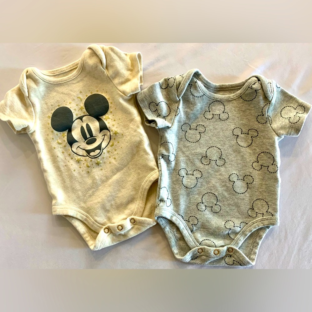 Disney Baby Mickey Mouse Onesies – Size 6-9 Months (Lot of 2)